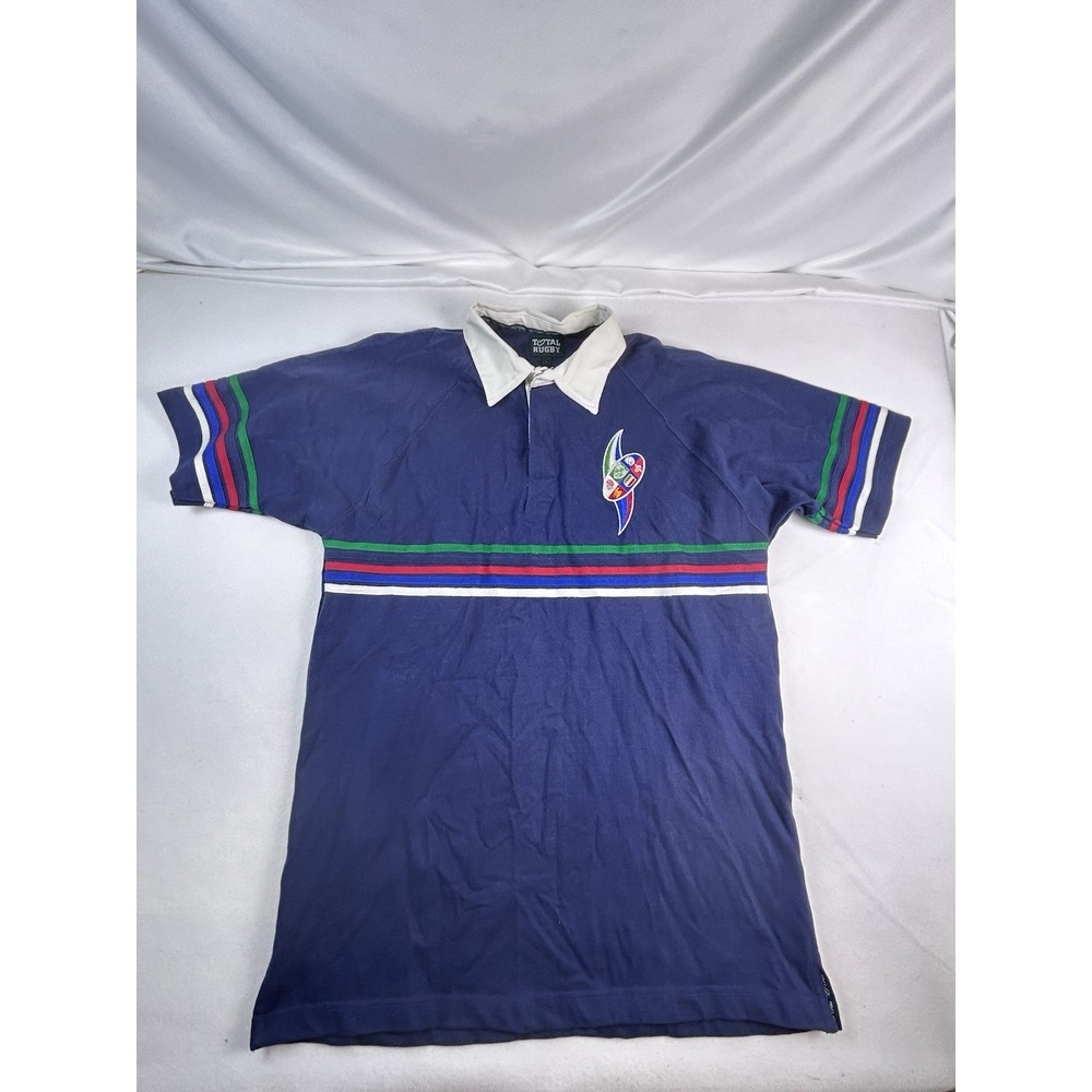 Vintage Total Rugby 1995 Rugby World Cup Polo Shirt L Blue Embroidered 6 Nations